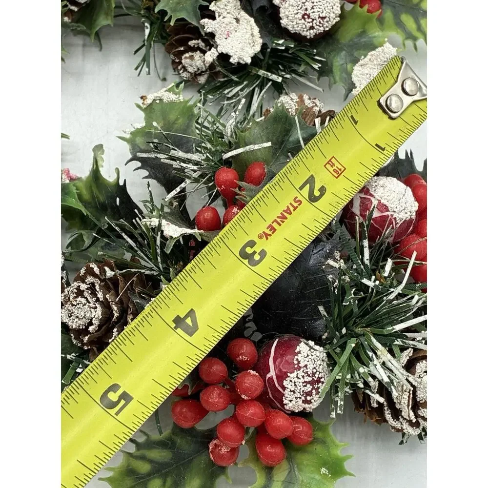 Set of 6 Vintage Christmas Candle Rings Holly Berry Pinecone Snow